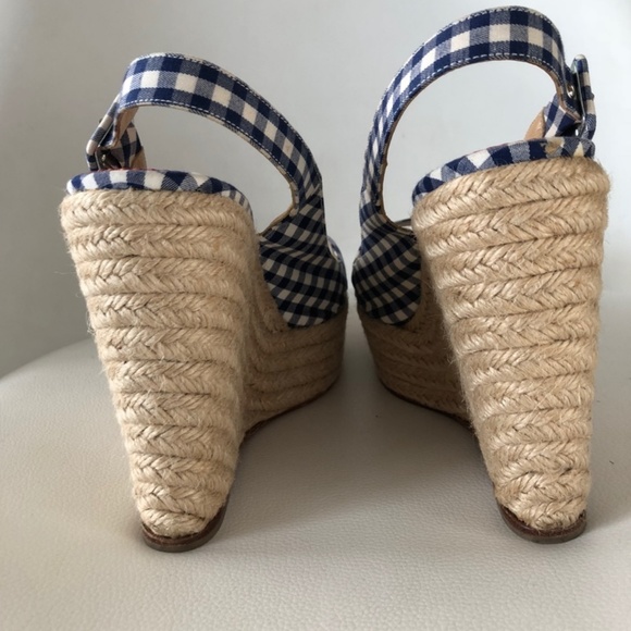 CHRISTIAN LOUBOUTIN Blue and white gingham wedges - Picture 3 of 5